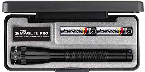 Mag-Lite LED Mini Maglite Pro Taschenlampe mit 226 Lumen inkl. 2 Mignon-Batterien, schwarz, im Etui, SP2P017