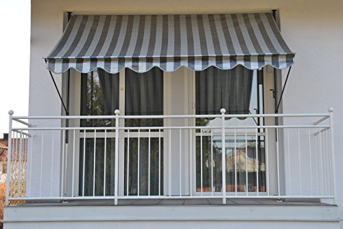 ANGERER Klemmmarkise Standard hellgrau-dunkelgrau, 400 cm | Markise für Sonnenschutz, Montage ohne Bohren, ideale Balkonmarkise für Mietwohnungen, Made in Germany, Bezug aus PE-Gewebe