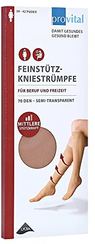 provital 70 DEN Damen Feinstützstrumpf abnehmende mittlere Kompression für bessere Zirkulation und gegen schwere Beine, Farben:puder, Size:39-42