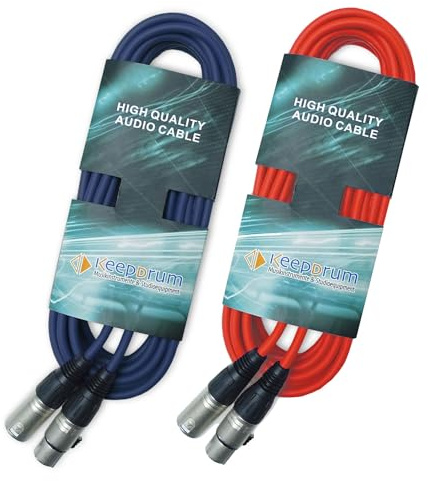 keepdrum 2x MC-001XXBL 10m Mikrofonkabel XLR/XLR 1x ROT 1x BLAU
