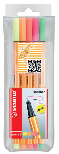 5 Marker STABILO Point 88 Neon