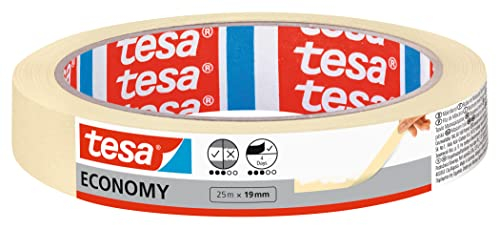 Tesa Nastro Per Mascheratura Economy Ecologo, Nastro In Carta Per Mascheratura, Rimozione Senza Residui Per 4 Giorni, Senza Solventi, Sottile, Beige, 50 x 19 mm