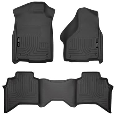 Husky Liners Weatherbeater Floor Mats | Fits 2002 - 2008 Ram 1500 Crew Cab; 2003 - 2009 Ram 2500/3500 Crew Cab | Front & 2nd Row, 3-pc Black - 98031