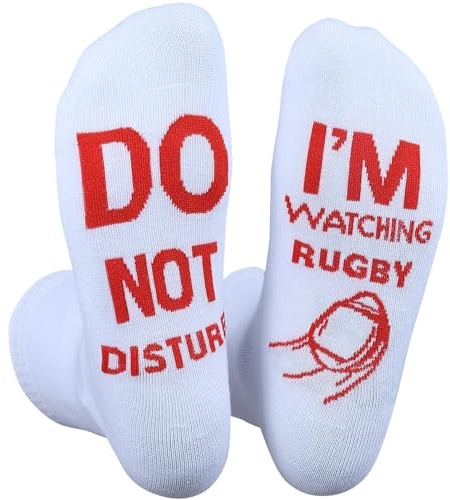 Himozoo Calcetines divertidos para hombres y mujeres con texto en inglés Do Not Disturb I'm Watching Football or Rugby