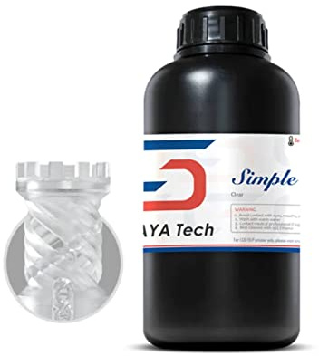 Siraya Tech Simple Wasserwaschbares 3D Drucker Resin (Transparent, 1kg) | Geruchsarm, leicht zu drucken, hochpräzises 405-nm-UV-härtendes Aqua-Harz für LCD/DLP-Drucker