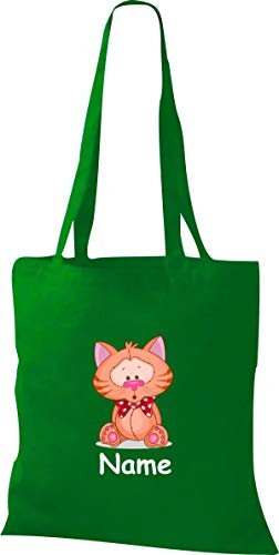 Shirtinstyle Stoffbeutel Tasche, Tiermotiv Katze mit Wunschnamen, Natur Zoo Tiere Animal, Geschenk, Baumwolltasche, Logo, Spruch, Verwandschaft, Motiv, Farbe Hellbraun