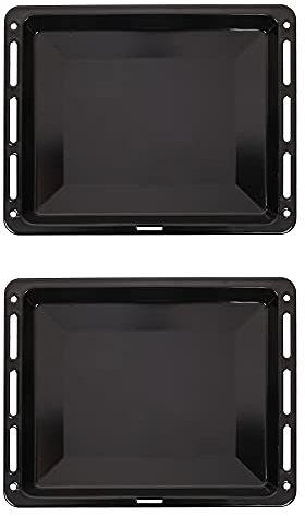 ICQN Set di teglie 460 x 370 x 30 mm | Adatto per Bosch Siemens Neff Constructa | Leccarda doppia smaltata per forno | Resistente ai graffi e senza rose | 46 x 37 cm