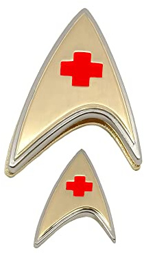 QMx Quantum Mechanix – Star Trek: Discovery – Enterprise Medical Abzeichen und Anstecknadel, mehrfarbig, Einheitsgröße, Einheitsgröße, Leder, Metall, Silber, Wildleder, Zinklegierung