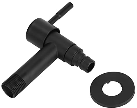 SUS304 Edelstahl Kaltwasserhahn, G1/2 Außengewinde, Schwarz, Wandmontage für Badezimmer, Küche, Garten, 20mm Rohrdurchmesser, mit Dekorativer Kappe