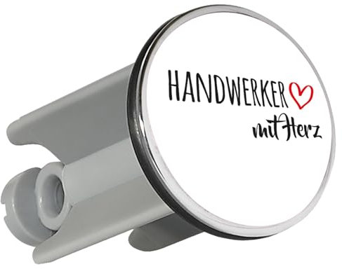 Huuraa Waschbeckenstöpsel Handwerker mit Herz Geschenk 4cm für Waschbecken Abflussstopfen Handwerker Geschenkidee