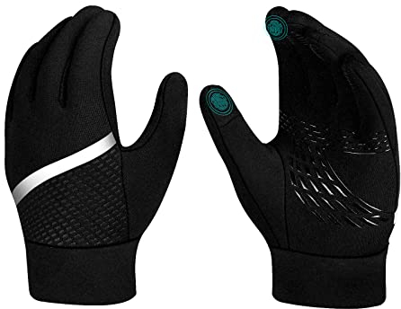 Kinder Handschuhe Warme Winterhandschuhe - Touchscreen Fahrradhandschuhe Wasserdicht Kids Outdoor Sport Thermo Fleece laufhandschuhe Mit Anti-Rutsch für Jungen Mädchen Schwarz 4-12 Jahre