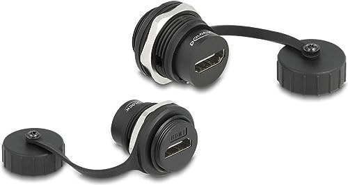 DeLOCK HDMI-A Einbaubuchse mit Verschlusskappe IP67 Staub- und wasserdicht