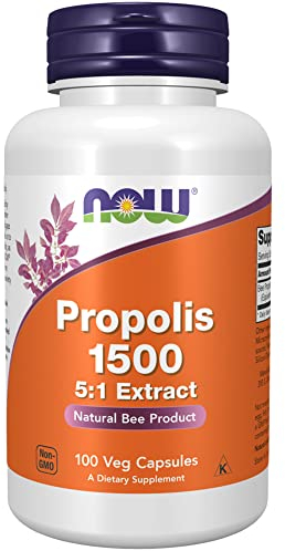 Now Foods, Propolis 1500 (5:1 Extrakt), Bienenpropolis, 100 Kapseln, Laborgeprüft, Sojafrei, Glutenfrei, Ohne Gentechnik
