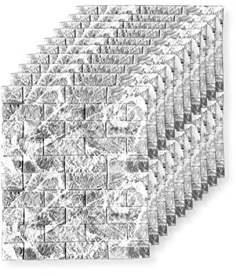 OCEANO 10pz Pannelli adesivi 3d decorativi per parete carta da parati moderna urban realistica muro mattoni effetto marmo casa cucina soggiorno camera da letto bagno morbida schiuma PE 77x70cm
