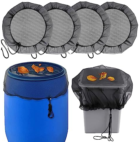 Regentonnen Netz, 4 Stück Verstellbares Regentonne Abdeckung, Regentonnennetz mit Gummizug, 95cm Durchmesser Regentonne Mückenschutz, Regentonne Netz Schutz vor Laub und Insekt