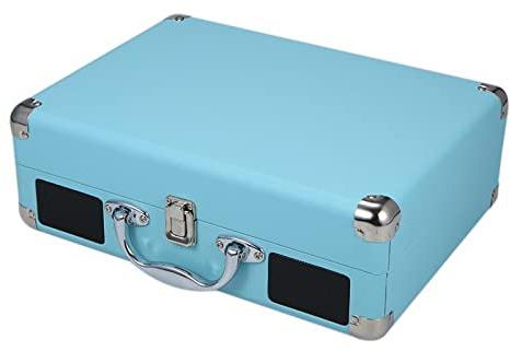Record Player Turntable 33/45/78 RPM Records Fashion Vinyl Portable Leather Gramophone Phonograph Speaker 3.5mm Retro,Blue