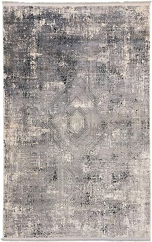 RUG Studios Teppich BHIMA | Farbe: Schwarz | Größe: 40 x 60 cm | Uni | gemustert | Vintagedesign | glamourös | Klassisch | Landhaus | Vintage | Modern | elegant | Wohnzimmer | Schlafzimmer | strapazie
