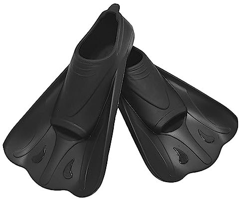 Youding Pinne da nuoto in silicone, pinne corte con strato protettivo, full foot pocket, Nero, per immersioni e snorkeling, uomo e donna