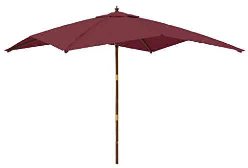 LAPOOH Ombrellone da Giardino Palo Legno Rosso Bordeaux 300x300x273 cm,Anti UV Impermeabile Ombrellone,Ombrellone da Giardino(SPU:363195)