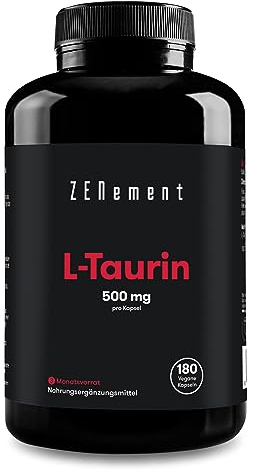 L‑Taurin 1000 mg pro Portion (2 Kapseln) – 180 vegane Kapseln (3‑Monats‑Vorrat) – Reines Taurin – Sportliches Supplement – Ohne Gluten, Ohne Laktose, Ohne Soja, Ohne Zusatzstoffe – Zenement