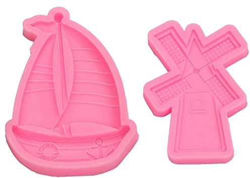 Fondant Mold 2 Pieces Small Sail Silicone Mold Small Windmill Dripping Glue Decorative Mold Sugar Flipping Mold