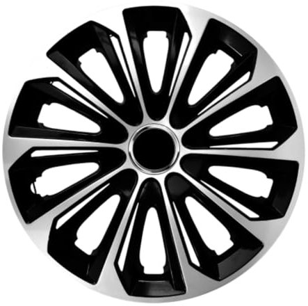 Luckyberg Radkappen 16 Zoll Strong | Radzierblenden 4er-Set für die meisten Automarken und Stahlfelgen, Zierkappen in vielen Farben. Felgenabdeckung für Autofelgen. (16 - SCHWARZ/Silver)