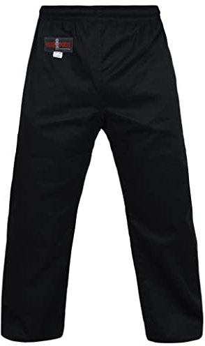 Vader Kids/Adults Karate Trousers Unisex, Martial Arts Training Competition & Tournament Pants Gi Polly Cotton Fabric Kickboxing Aikido Kung Fu Trouser (Black, 3/160cm)