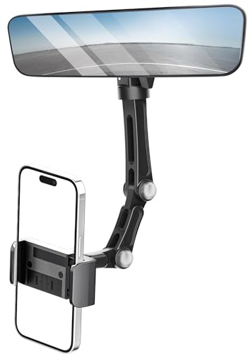 Karmus Rückspiegel-Handyhalterung, Auto & Smartphone, Aluminium, Drehbar, Stabil, Kompatibel mit Allen Smartphones, Inkl. Bedienungsanleitung
