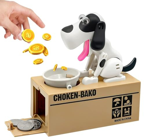 YANGUN Hungriger Hund Spardose, Hundesparschwein,Hungrige Spardose Kinder Spardoses Hund Frisst Geld,Süße Hunde Stiehlt Münzen Wie Magische Münze Knabbert Spardoses Geburtstagsgeschenk für Kinder-Weiß