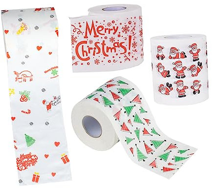 SOLUSTRE 4rollen Weihnachtsmotiven Toilettenpapier Wiederverwendbar-küchenservietten Zufälligen Designs Für Festlichkeiten Mit Hoher Wasseraufnahme Und Bequem Der Anwendung Für Zuhause