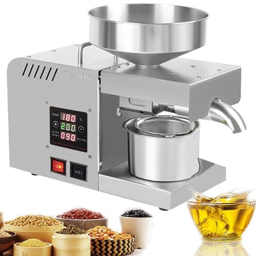 Qiang Pressa per Olio Elettrica Estrazione Olio Freddo Caldo Automatic Oil Press Machine in Acciaio Inossidabile Frantoio Olive,per più di 40 Tipi di Oli Come Noci/Olio di Cocco,110V
