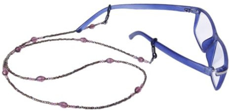 GALPADA Perlenbesetzte Brillenkette Rosa aus Metall und Kunstkristall