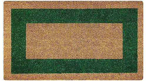 Acomoda Textil - Felpudo de Coco Natural Ecológico con Cenefa, Resistente y Antideslizante. Felpudo Ideal para Exterior e Interior de Casas y Comercios. (40x70 cm, Verde)