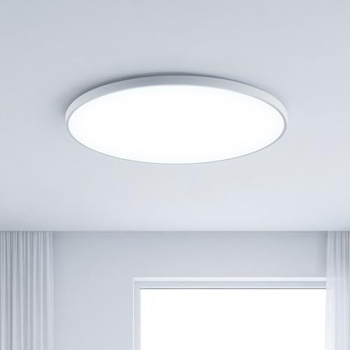 LED Deckenleuchte Flach Rund 36W,6500K Kaltweiß Deckenlampe LED,3600LM Modern Lampen Deckenlampen,IP44 Wasserdicht Lampe Decke für Wohnzimmer Badezimmer Schlafzimmer Küche Balkon Keller,Ø37cm
