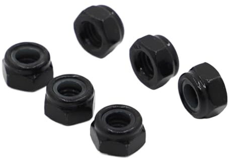 HEXHUASR M2 M2.5 M3 M3.5 M4 M5 M6 M8 M10 M12 M16 Schwarzer Kohlenstoffstahl Nyloneinsatz Selbstsichernde Sechskantmuttern Kontermutter Rutschfeste Kontermutter(M12 2pcs)