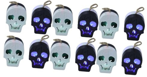 Artibetter 12 Stk Heimdekorationslichter Ornament Für Kinder Skelettlampe Drinnen Schwimmende Kürbiskerze Led-atmosphärenkerzen Halloween-led-kürbis Flammenlose Kerzenlichter Plastik Weiß