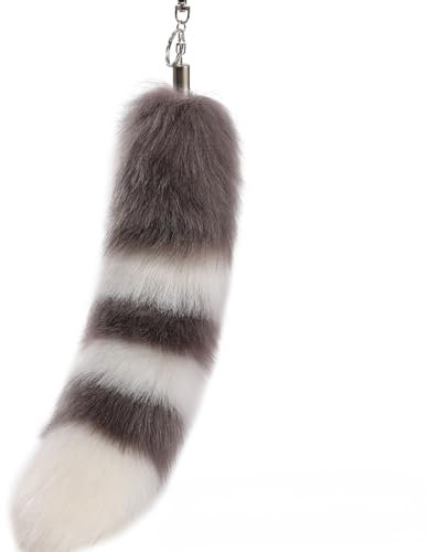 Nocyclonic Fox Tail 40cm flauschiger Schwanz Schlüsselbund Pelzige Kunstpelzschwanz mit Verschluss Schwanz für Handtaschen -Cosplay, Kunstpelzschwanz (2)