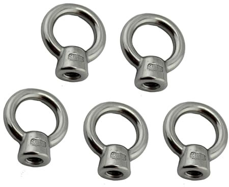 LLXTJJY Standard-Ösenmutter 5 Stück Ringmuttern M6 M8 M10 M12 Edelstahl 304 hochglanzpoliert Ringmutter Edelstahl
