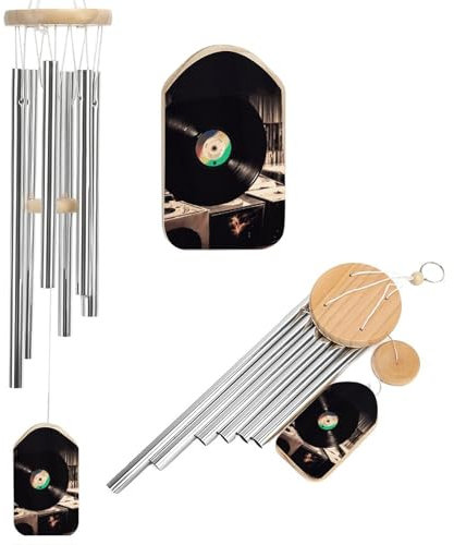 Schallplatten-Windspiel für draußen, einzigartige Aluminiumröhren, Gedenk-Windglocke, groß, tiefer Ton, Windspiel für Terrasse, Garten, Dekoration, Geschenk für Mutter, Frauen, Nachbarn