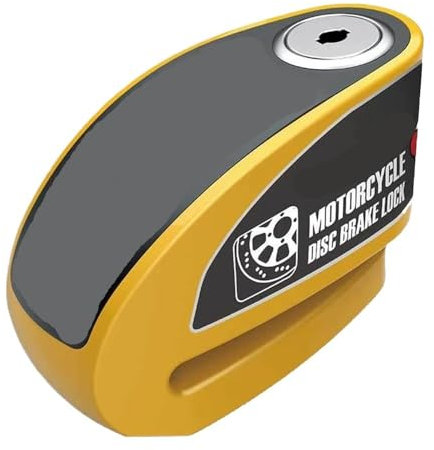 Cerradura antirrobo for Motocicleta, candado antirrobo con Alarma de 130dB, Resistente al Agua, Multicolor(DX26 Yellow)