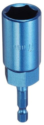sourcing map Nut Driver 17mm Hex Drive Socket CR-V Steel Power Screw Drill Bits Socket Wrench Tools with 1/4 Quick Change Hex Shank for Power Drills Impact Drivers, Blue
