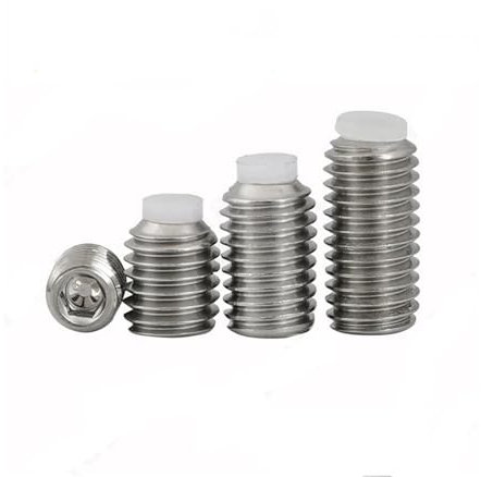 KSeSii 2/5 Stück M3 M4 M5 M6 M8 M10 304 Edelstahl Kopf Innensechskant Kunststoff Nylon Hund konvexer Endpunkt Spitze Madenschraube Stellschraube(5pcs M3x16mm)