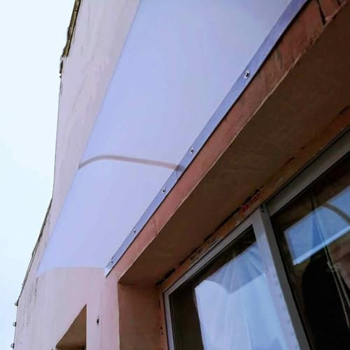 HARELA Auvent Porte D'Entrée Marquise De Porte Exterieur Auvent De Terrasse, Toit Marquise en Polycarbonate Protection Contre Pluie Neige UV, Auvent De Porte Et Fenêtres(White,40x80cm)