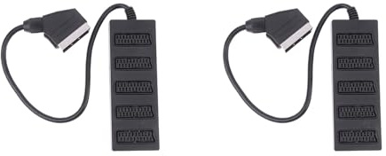 2X 21-Poliger Scart-5-Wege-Splitter, 21-Poliger Scart-Stecker auf 5-Buchsen, Adapteranschluss 5, Road-Scart, eine Aufteilung in Fünf Kabelleitungen