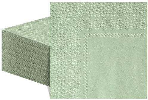 60 Stück Servietten Salbeigrün 25 x 25 cm, 2-Lagige Cocktailservietten Salbeigrün Servietten Eukalyptus Hochzeit Einwegservietten für Geburtstag Babypartys Hochzeiten