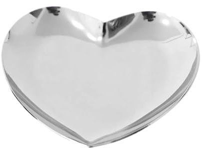 CGUOHU Vassoio Portaoggetti Vassoio Decorativo a Forma di Cuore in Acciaio Inossidabile, Piatto for Gioielli, cosmetico, Rossetto, Piatti, Piccolo Contenitore Piattino Porta Gioielli(Silver)