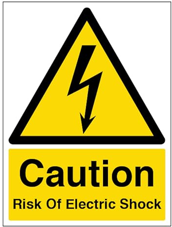 V Safety Caution Risk Of Electric Shock - Portrait 150 x 200mm - 2mm Rigid Plastic Safety Sign