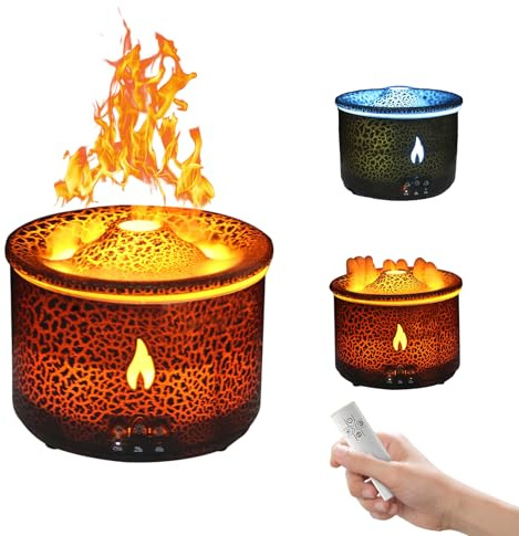 Diffuseur d'Arôme Flamme Volcan Humidificateur, diffuseur d'huiles essentielles 360 ML avec Mode Flamme et Brouillard Vulkan, diffuseur d'huiles essentielles avec minuterie pour la Maison et Le bur