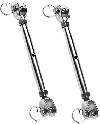 Abaodam 2pcs Heavy Duty Stainless Steel Turnbuckle Jaw and Eye Corrosion Resistant Wire Rope Tensioner for Indoor and Outdoor Use