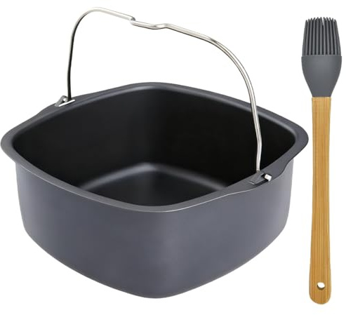 Huucozn Molde Cuadrado para Freidora de Aire de 22 cm, Sartén para Freidora de Aire Resistente al Calor para Pasteles, Pan y Muffins, Accesorios Cuadrados para Freidoras deAire para Cocinar Hornear